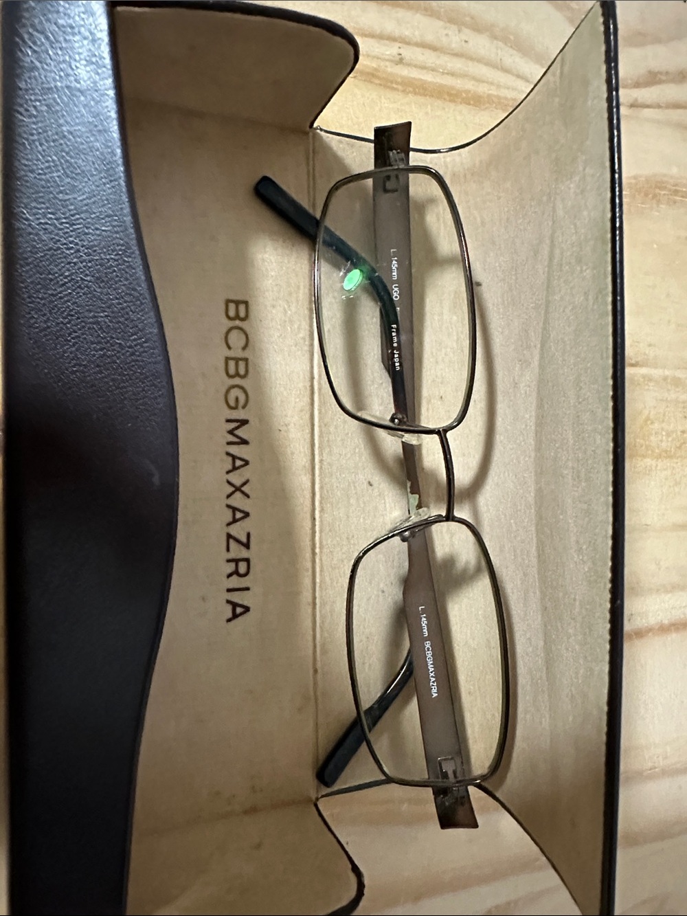 BCBGMAXAZRIA  L 145 Rectangular Metal Reading Glasses in Brown